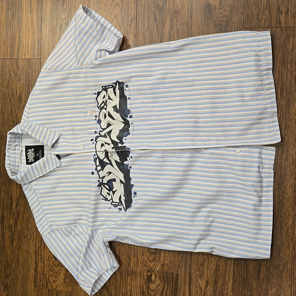 Empyre Light Blue Striped Casual Shirt